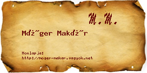 Móger Makár névjegykártya